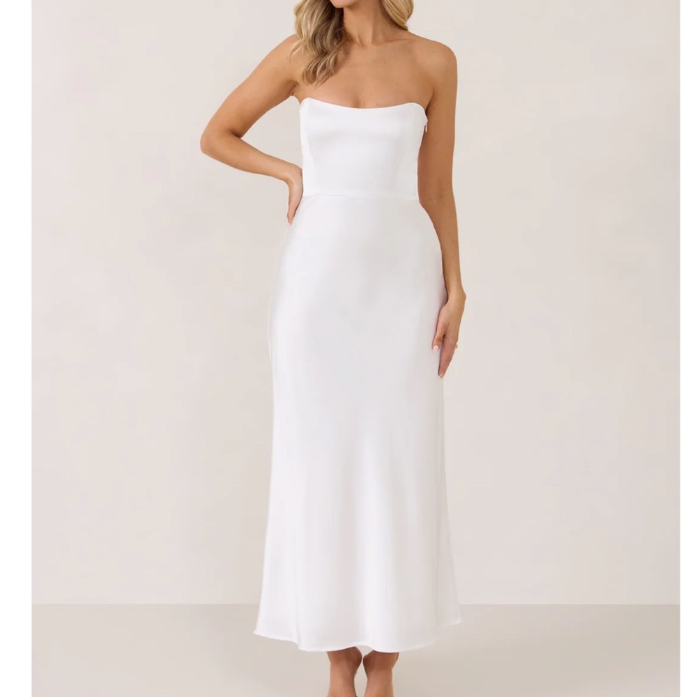 Park & Fifth Strapless Bardot White Midi Dress
